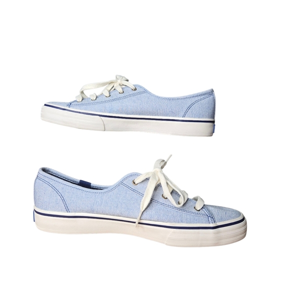 KEDS Womens Double Wash Blue Striped Low Top Comfort Shoes Size 9 - Picture 3 of 12